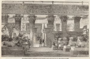 The Crystal Palace: Entrance to the Egyptian Court from the Nave by the Avenue of Lions by English School