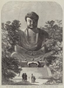 The Daiboodh, or Colossal Bronze Image of a Buddhist Idol, in the Temple of Kamakura, Japan