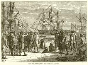 The Dartmouth in Boston Harbour by English School