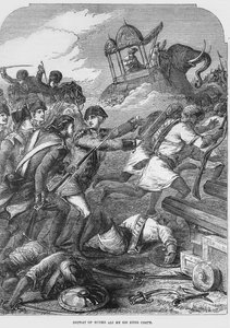 The Defeat of Hyder Ali by Sir Eyre Coote in 1781 (engraving) by English School