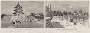 The Destruction by Fire of the Temple of Heaven, Pekin, China by English School