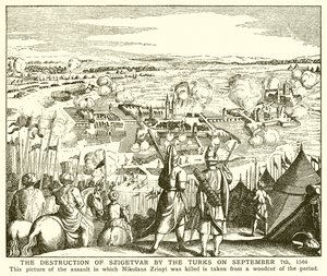 The Destruction of Szigetvar by the Turks on September 7th, 1566 by English School