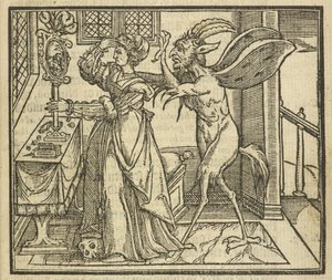 The Devil tempts a woman to Pride, from 