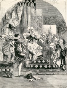 The Dismission of the Earl of Murray and the Abbot of Kilwinning by Elizabeth by English School