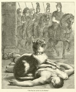 The Dog lay quietly by his Master by English School