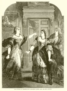 The Duchess of Marlborough upbraiding Queen Anne and Mrs. Masham by English School