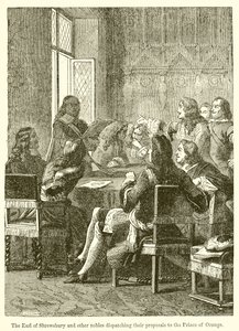 The Earl of Shrewsbury and Other Nobles Dispatching Their Proposals to the Prince of Orange by English School