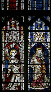 The East window depicting an angel and the Virgin and Child by English School