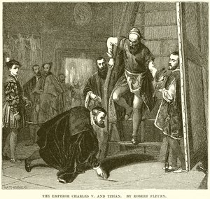 The Emperor Charles V and Titian by English School