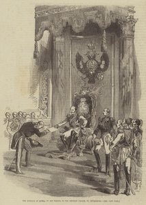 The Emperor of Russia on his Throne, in the Imperial Palace, St Petersburg by English School