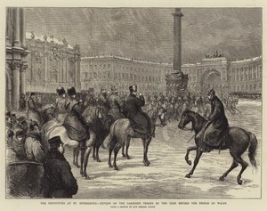 The Festivities at St Petersburg, Review of the Garrison Troops by the Czar before the Prince of Wales by English School
