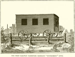 The First Railway Passenger Carriage Experiment (1825) by English School