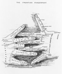 The Frontier Fingerpost Outlining the North-West Frontier of British India, from Gun-Running and the North-West Frontier by Arnold Keppel, Published 1911
