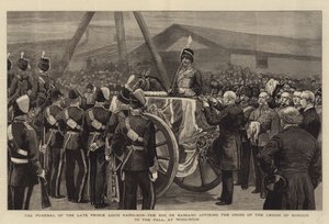 The Funeral of the Late Prince Louis Napoleon, the Duc de Bassano, affixing the Cross of the Legion of Honour to the Pall, at Woolwich by English School