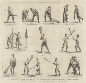 The Game of Lacrosse, Positions of the Players (engraving) by English School