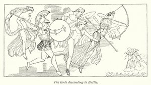 The Gods descending to Battle by English School