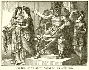 The Gods of the North--Wotan and His Daughters by English School