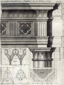The Gothic Entablature and Capital of the First Order at large, 1741