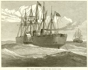 The Great Eastern paying out the Atlantic Cable by English School