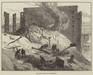 The Great Fire at Rotherhithe by English School