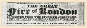 The Great Fire of London at the Surrey Royal Gardens by English School