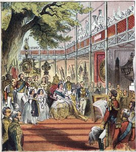 The Great London Expo at Hyde Park in 1851. Great Exhibition of 1851. A Glass Palace Was Built in Hyde Park to Exhibit Many Things from Different Nations Worldwide in 1851 by English School