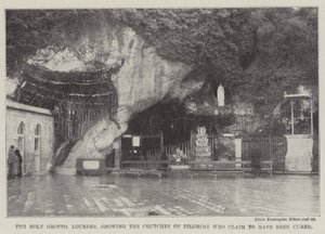 The Holy Grotto, Lourdes, showing the Crutches of Pilgrims who Claim to have been cured