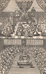 The House of Lords and House of Commons under King Charles I, c.1640 by English School