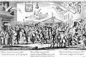 The Humours of the Westminster Election or the Scald-Miserable Independent Electors in the Suds, 1747
