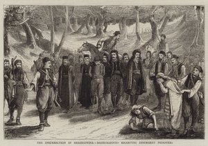 The Insurrection in Herzegovina, Bashi-Bazouks Escorting Insurgent Prisoners by English School