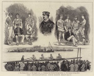 The International Four-oared Boat-Race (engraving) by English School