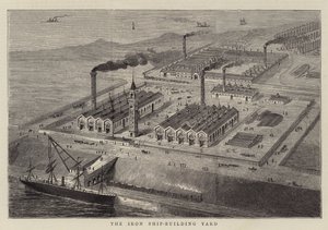 The Iron Ship-Building Yard (engraving) by English School