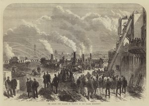 The London Fire Brigade at Practice on the Thames Embankment