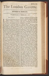 The London Gazette, issue 5655, page 1, 28th June 1718 by English School
