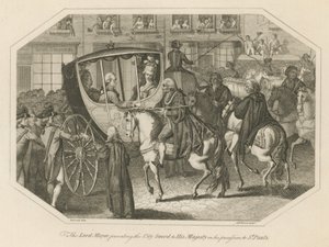 The Lord Mayor presenting the City Sword to His Majesty on his procession to St Paul
