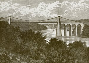The Menai Suspension Bridge by English School