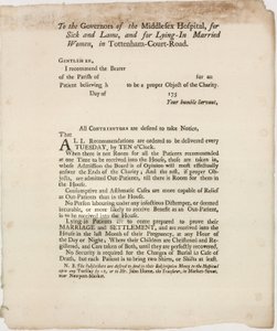 The Middlesex Hospital, near Oxford Street. Recommendation Letter by English School