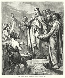 The Miracle of the Loaves and Fishes, Matthew XV, 36 by English School