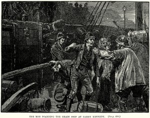 The Mob boarding the Grain Ship at Garry Kennedy
