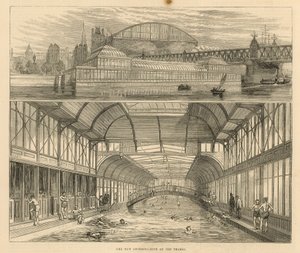 The New Swimming Baths on the Thames by English School