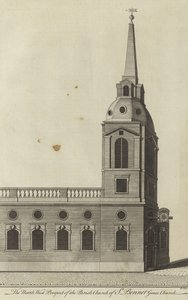 The North West Prospect of the Parish Church of St Benet Gracechurch, London by English School