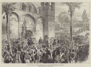 The Occupation of Cyprus, Greek Priests blessing the British Flag at Nicosia by English School