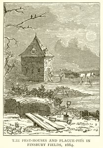 The Pest-Houses and Plague-Pits in Finsbury Fields, 1664 by English School