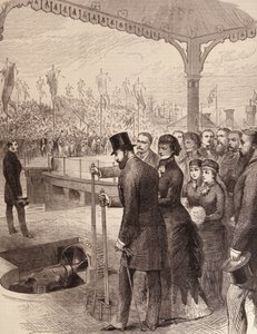 The Prince of Wales Opening the New North Docks at Liverpool, from The Illustrated London News by English School
