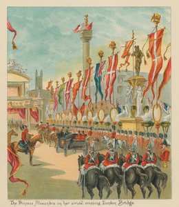 The Princess Alexandra on her Arrival crossing London Bridge by English School