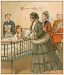 The Queen at the London Hospital by English School