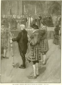The Queen opening the Royal Palace of Justice by English School