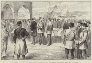 The Relief of Suakin, the Sirdar congratulating Egyptian Officers and distributing Gratuities to Soldiers by English School