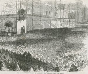 The Reverend Charles Haddon Spurgeon preaching his Humiliation Day sermon in the Crystal Palace by English School
