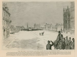 The Riot in Trafalgar Square: Here They Come - The Procession from South London Advancing Over Westminster Bridge by English School